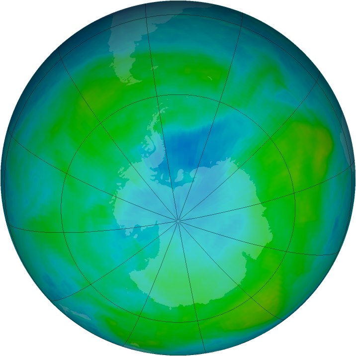 Antarctic ozone map for 03 February 1987